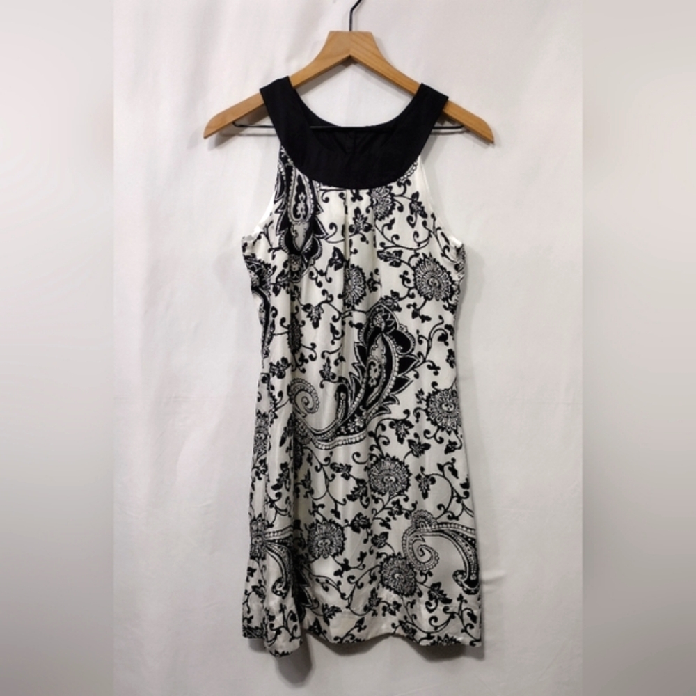 White House Black Market Silk Paisley Sleeveless Dress Women's 2 Retro Y2K 90s